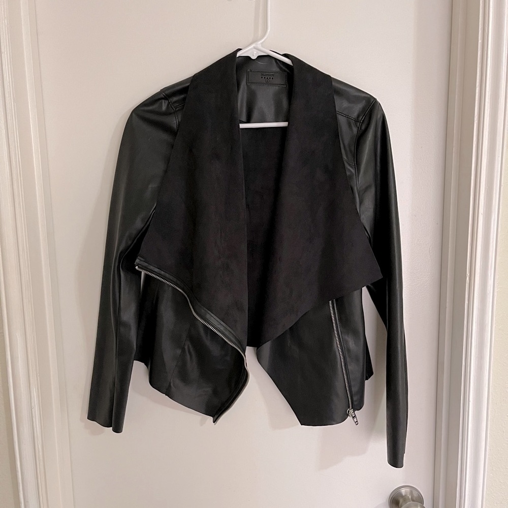 - BlankNyc faux leather drape front jacket
